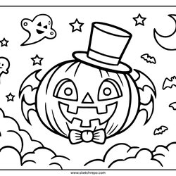 Tremendous Cute Halloween Coloring Pages Sketch Page