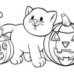 Smashing Cute Halloween Coloring Pages For Kids Print Cat Size Free To