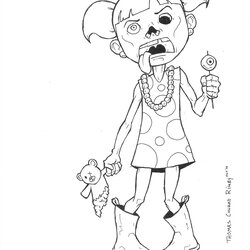 Smashing Zombie Coloring Page Disney Pages Fall Cute Girl Zombies Halloween Cartoon Adult Fox Color Print