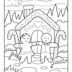 Brilliant Free Christmas Gingerbread House Colouring Page The