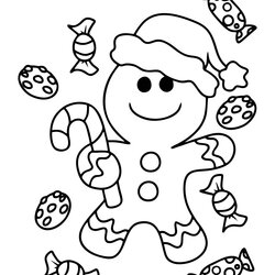 Great Christmas Gingerbread Boy Coloring Pages Sketch Page