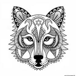High Quality Detailed Wolf Coloring Pages At Free Printable Adult Stress Anti Print Adults Colouring Color