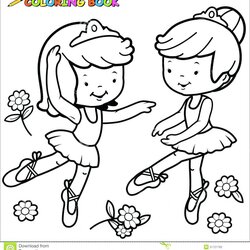 Legit Girl Dancing Coloring Pages At Free Printable Girls Ballerina Outline Dancer Two Cute Color Cartoon