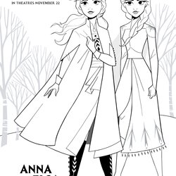 Magnificent Frozen Anna And Elsa Coloring Page Printable Olaf