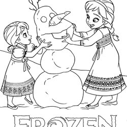 Excellent Coloring Pages Elsa And Anna Young Frozen Free Page