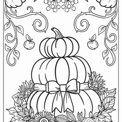 Spiffing Free Coloring Pages For Fall Three Pumpkins On Top Of Each Other With Bow