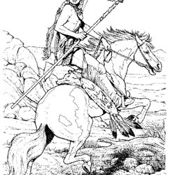 Legit Free Coloring Pages Of Indians American Download Native Horse Indian Cowboy Color Drawing Adult