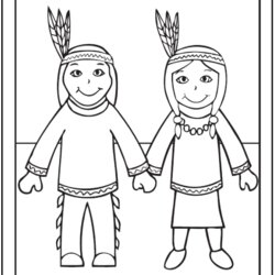 Wonderful Native Indian Coloring Sheet Cute Boy And Girl Thanksgiving Print Indians Associate Commission