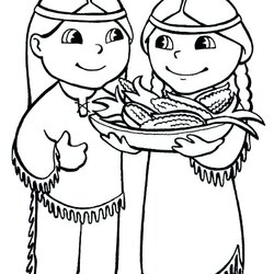 Cool Free Printable Native American Coloring Pages At Indian Thanksgiving Girl Food Cute Indians Two Serving