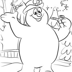 Free Frosty The Snowman Coloring Pages Printable Cartoon Color Print Template Dot Pencil Characters Paper
