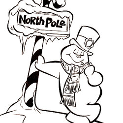 Spiffing Frosty The Snowman Coloring Pages At Free Printable North Pole Drawing Color Print