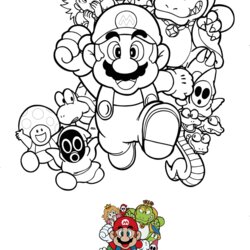 Exceptional Super Mario Bros Coloring Pages Free Sheets
