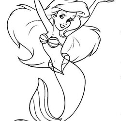 Excellent Ariel Coloring Pages Disney Princess Mermaid Little