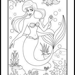Disney Princess Ariel Coloring Pages Team Colors