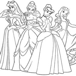 Eminent Disney Princesses Coloring Pages Ariel At Free Princess Printable Colouring Belle Print Cute Kids
