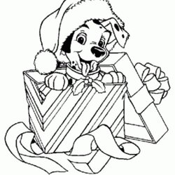 Splendid Disney Christmas Coloring Page Pages Puppy Printable Dalmatian Dog Santa Hat Drawing Kids Box Colors
