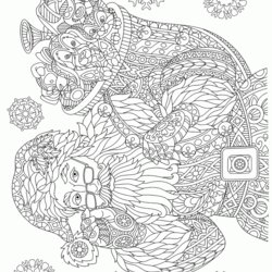 Superb Santa Christmas Coloring Pages For Adults Printable Adult Print Look Other Difficult