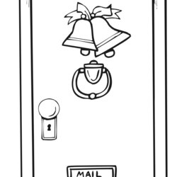 Door Coloring Download For Free Christmas Printable Decorations Decorated Open Drawings Inside