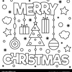 Fine Merry Christmas Coloring Page Royalty Free Vector Image Illustration Pages Printable Color Sheets Kids