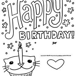 Perfect Happy Birthday Coloring Pages Download Printable Cards Card Color Print Kids Greeting Cat Party