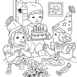 Terrific Free Birthday Coloring Page Printable Party Pages Sheets Color Drawing Scene Print Book Popular