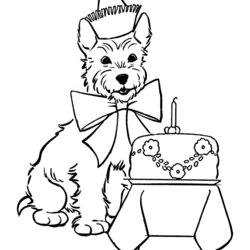 Brilliant Birthday Coloring Sheet Pages Dog Puppy Cute Dogs Printable Puppies Happy Colour Drawing Box Baby