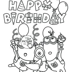 Excellent Personalized Happy Birthday Coloring Pages At Free Printable Minions Minion Kids Drawing Halloween