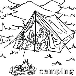 Cool Camping Coloring Pages Best For Kids Tent Family Printable Print Tourist Campfire Templates Template