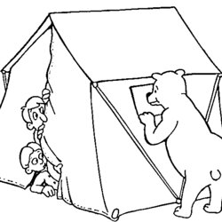 Fun Coloring Pages Camping Tent Bear Kids Printable Sheets Drawing Campsite Camp Print Campers Campground