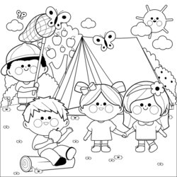 Camping Coloring Pages Free Kids Tent