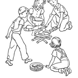 Spiffing Camping Coloring Pages For Printable Free Sheets Cooking Breakfast Family Activity Campfire Fun Camp