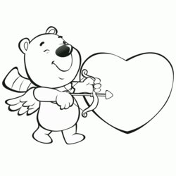 Coloring Pages Hearts Free Printable For Day Valentines Valentine Heart Cupid Bear Color Print Sheets Kids