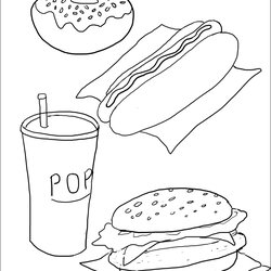 Superior Unhealthy Food Coloring Pages At Free Printable Junk Fast Colouring Color Healthy Worksheets Print