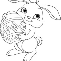 Splendid Easter Bunny Coloring Page Royalty Free Vector Image Pages Colouring Egg Cute Happy Drawings Vectors