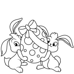 Exceptional Free Easter Bunny Coloring Pages Printable Bunnies Egg Two With Huge Page