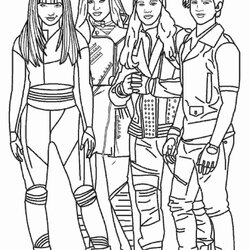 The Main Characters From Descendant Movie Coloring Page Free Descendants Compressed