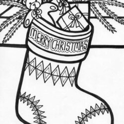 Perfect Merry Christmas Stocking Hanging Coloring Page