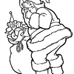 Marvelous Christmas Coloring Pages Cute Santa With Toys Free Printable Kids Adults
