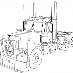 Champion Semi Truck Line Drawing At Free Download Coloring Pages Trailer Tractor Trucks Horse Camper Adults
