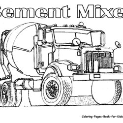 Wonderful Semi Truck Coloring Pages To Download And Print For Free Construction Tow Cement Flatbed Trucks