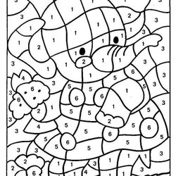 Matchless Free Printable Color By Number Coloring Pages Best For Numbers Kids Colour Elephant