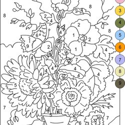 Superior Free Printable Color By Number Coloring Pages Best For Kids Sheet Flowers
