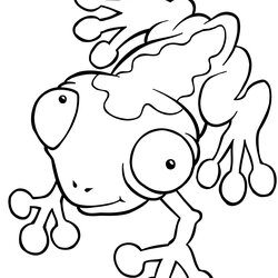 Very Good Black And White Drawing Of Frog With Its Head In The Air Looking