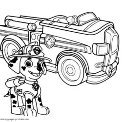 Paw Patrol Marshall Drawing At Free Download Coloring Pages Printable Print Vehicles Color Decoration Simple