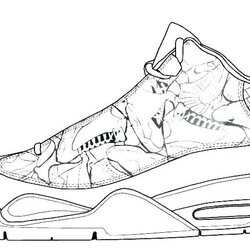 Spiffing Sneaker Coloring Pages Home Shoes Basketball Drawing Shoe Jordan Drawings Explore Comments