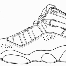 Wizard Shoes Coloring Pages At Free Printable Jordan Drawing Shoe Air Basketball Drawings Michael Book