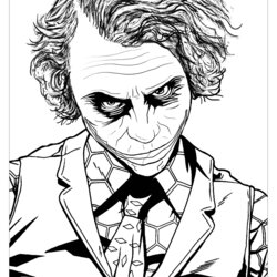 Preeminent Joker Printable Coloring Pages Page Heath Ledger