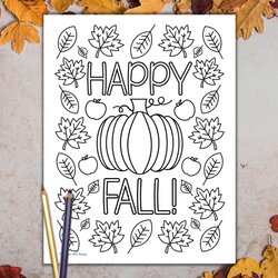 Supreme Happy Fall Coloring Page Adult For