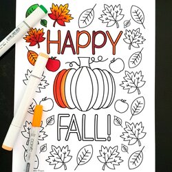 Superb Happy Fall Coloring Page Adult For