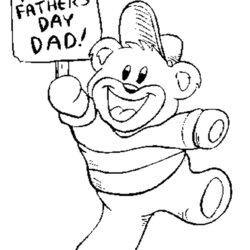 Cool Day Coloring Pages Fathers Happy Cards Father Printable Kids Colouring Bear Color Cartoon Christian